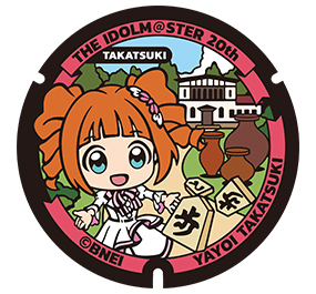 An image of a manhole cover featuring the design of Yayoi Takatsuki, an idol with ties to Takatsuki City, Osaka Prefecture.