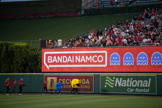 A photo of the Bandai Namco Group’s banner ad inside BMO Stadium.